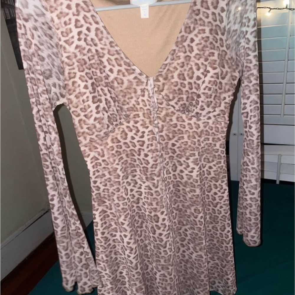 Leopard Print Long Sleeve Dress
